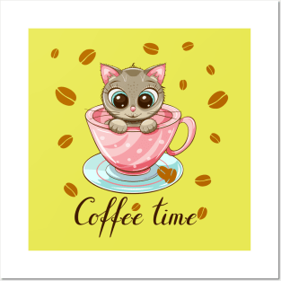 Cute Cat Mother Coffee Lover Posters and Art